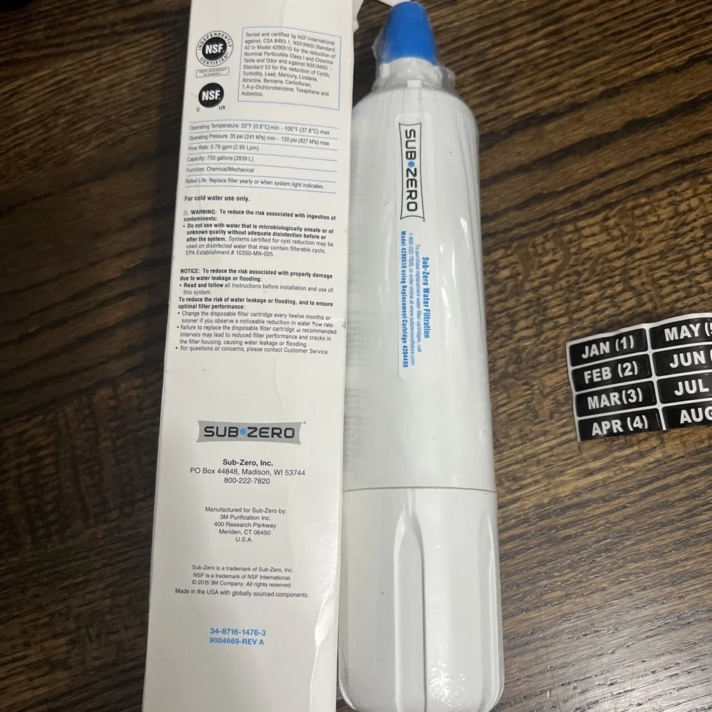 NEW 1 Pack Fit For SUB---Zero 4204490 Refrigerator Water Filter